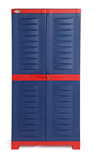 Supreme Fusion Multi Purpose Plastic Cupboard for Home (Medium Size, Coke Red & Blue)