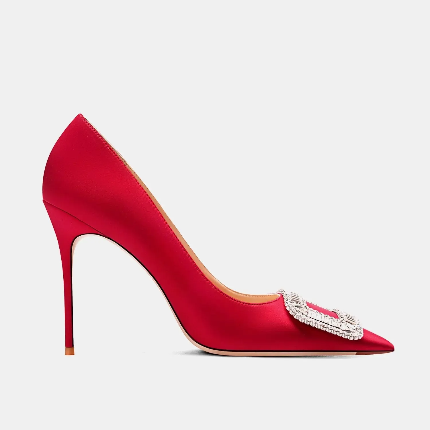 Tadame Amor Red Satin Leather Heels