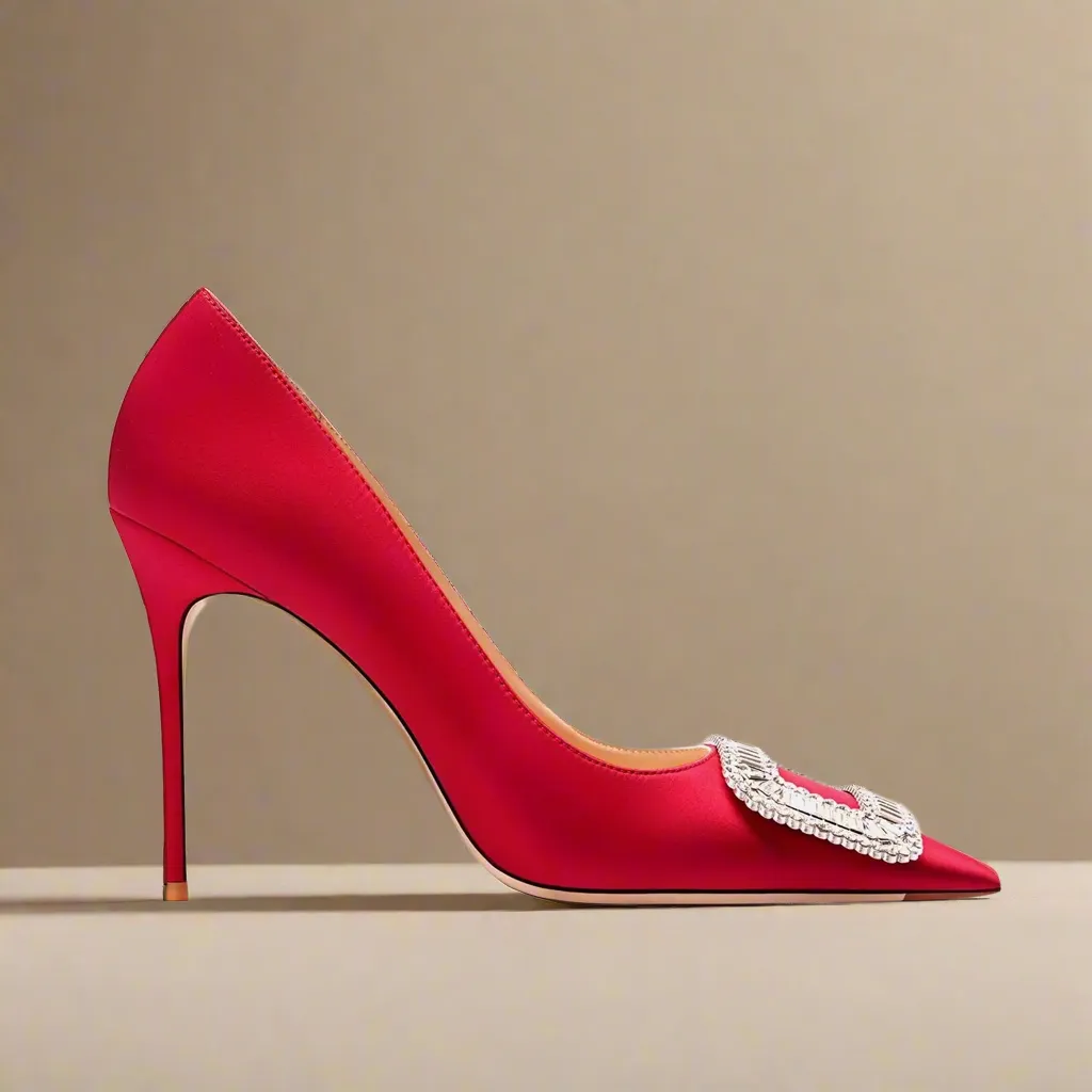 Tadame Amor Red Satin Leather Heels