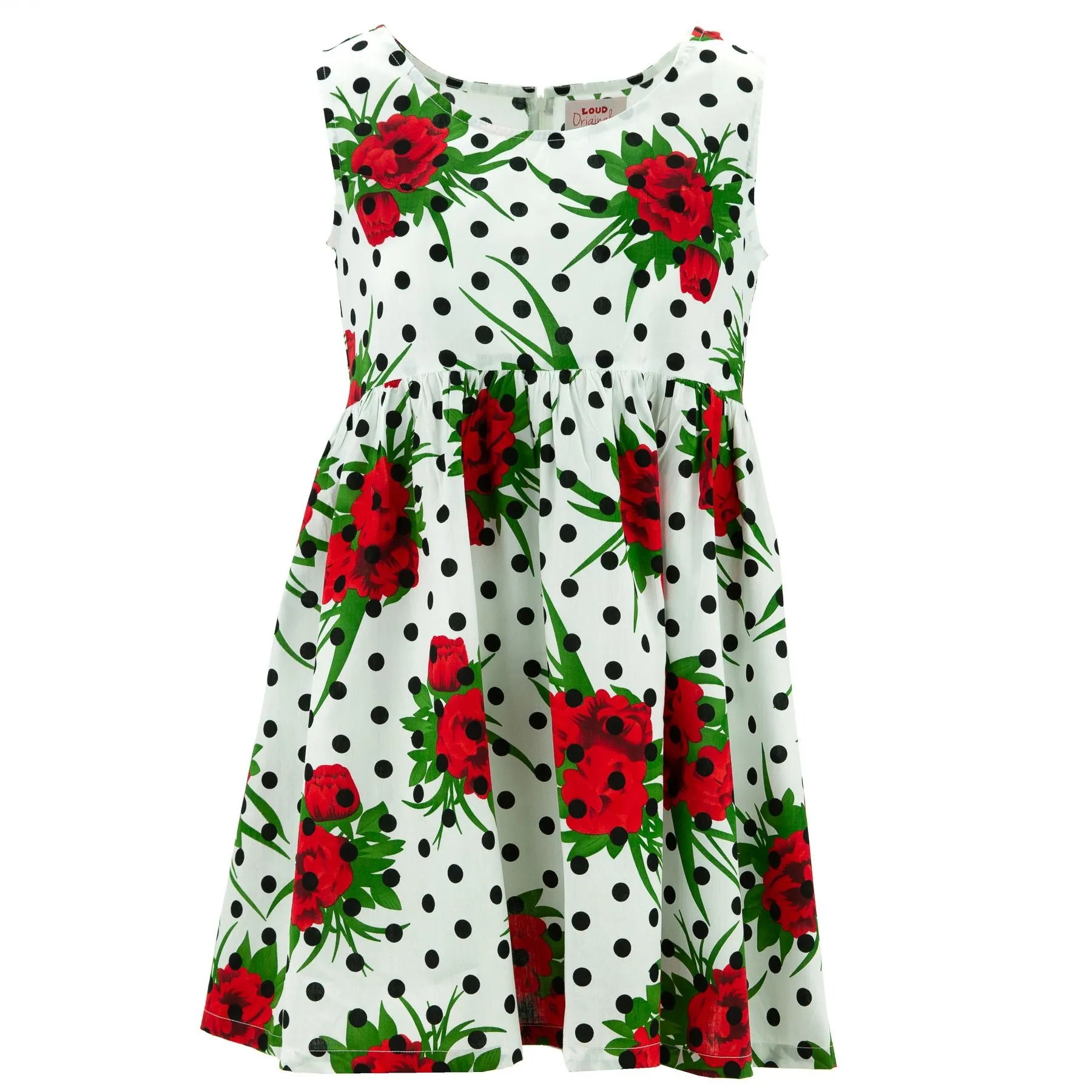 The Shroom Dress - Polka Dot Roses White