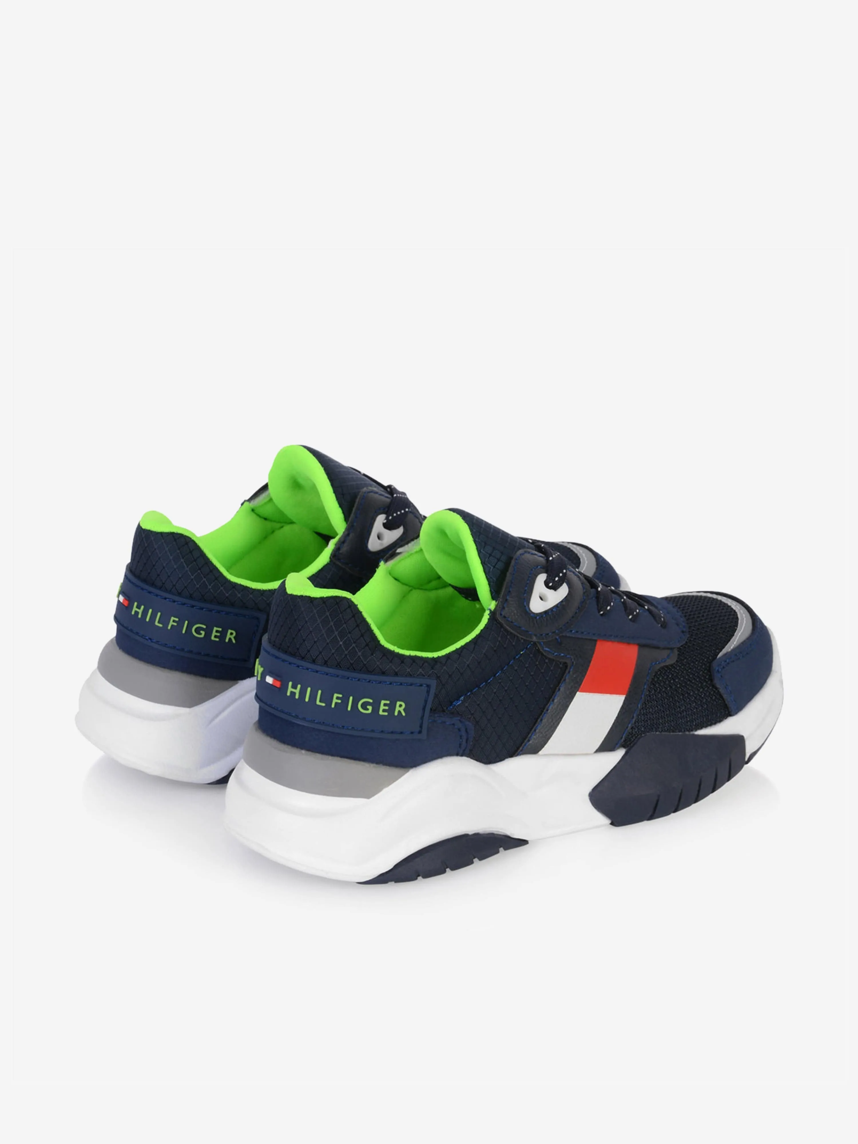 Tommy Hilfiger Boys Trainers - & Neon Green Logo Trainers