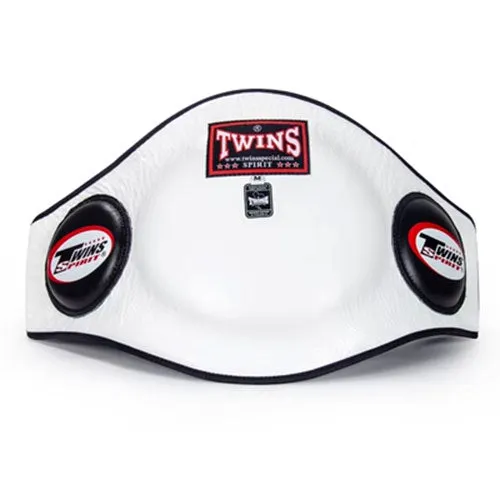 TWINS SPIRIT BEPL2 MUAY THAI BOXING MMA SPARRING BELLY PROTECTOR PAD M-XL Leather White