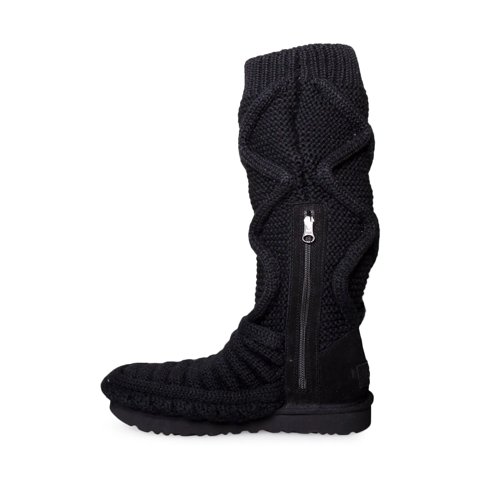 UGG Classic Tall Chunky Knit Black Boots - Women's