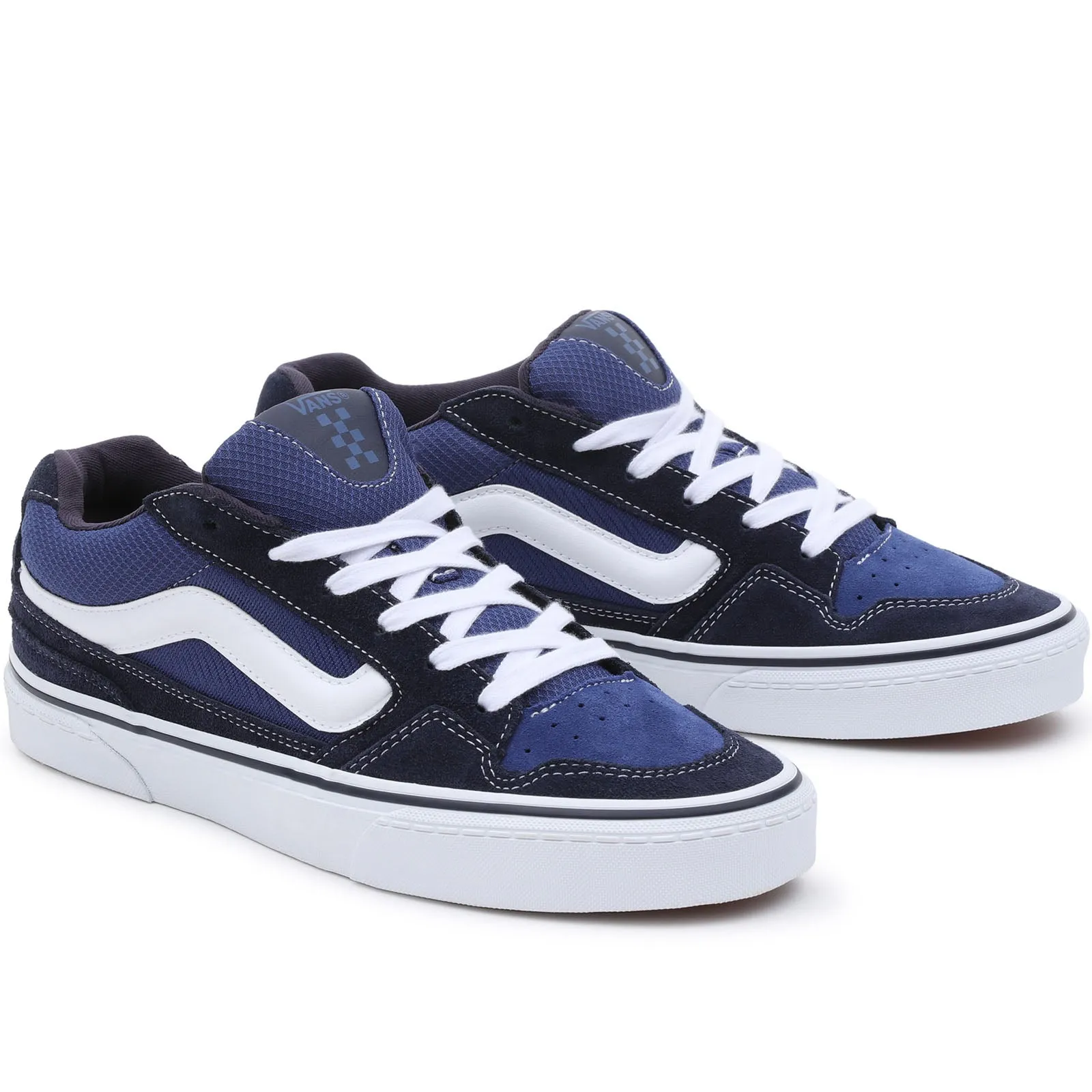 Vans Mens Caldrone Leather Low Rise Retro Trainers - Navy