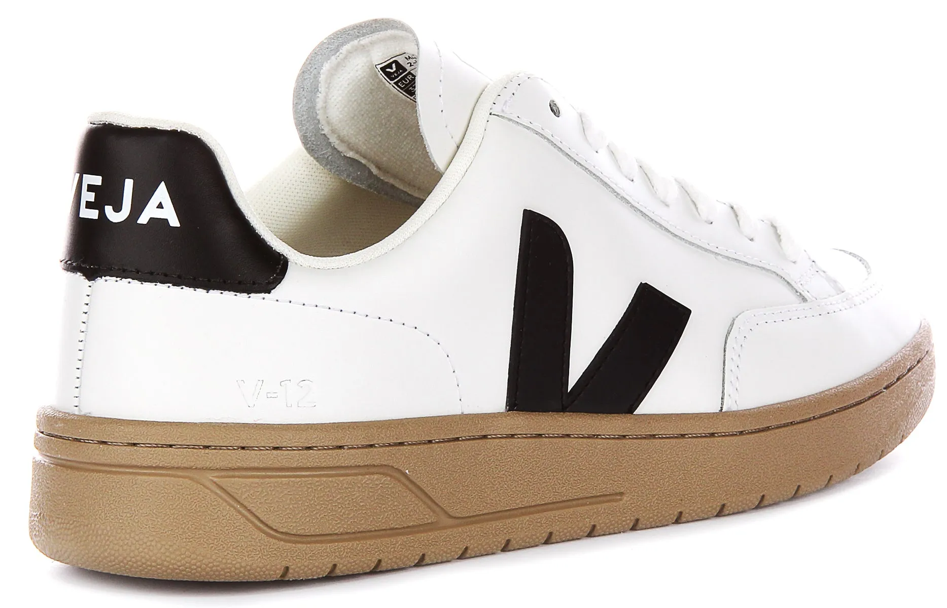 Veja V-12 Leather In White Black For Men