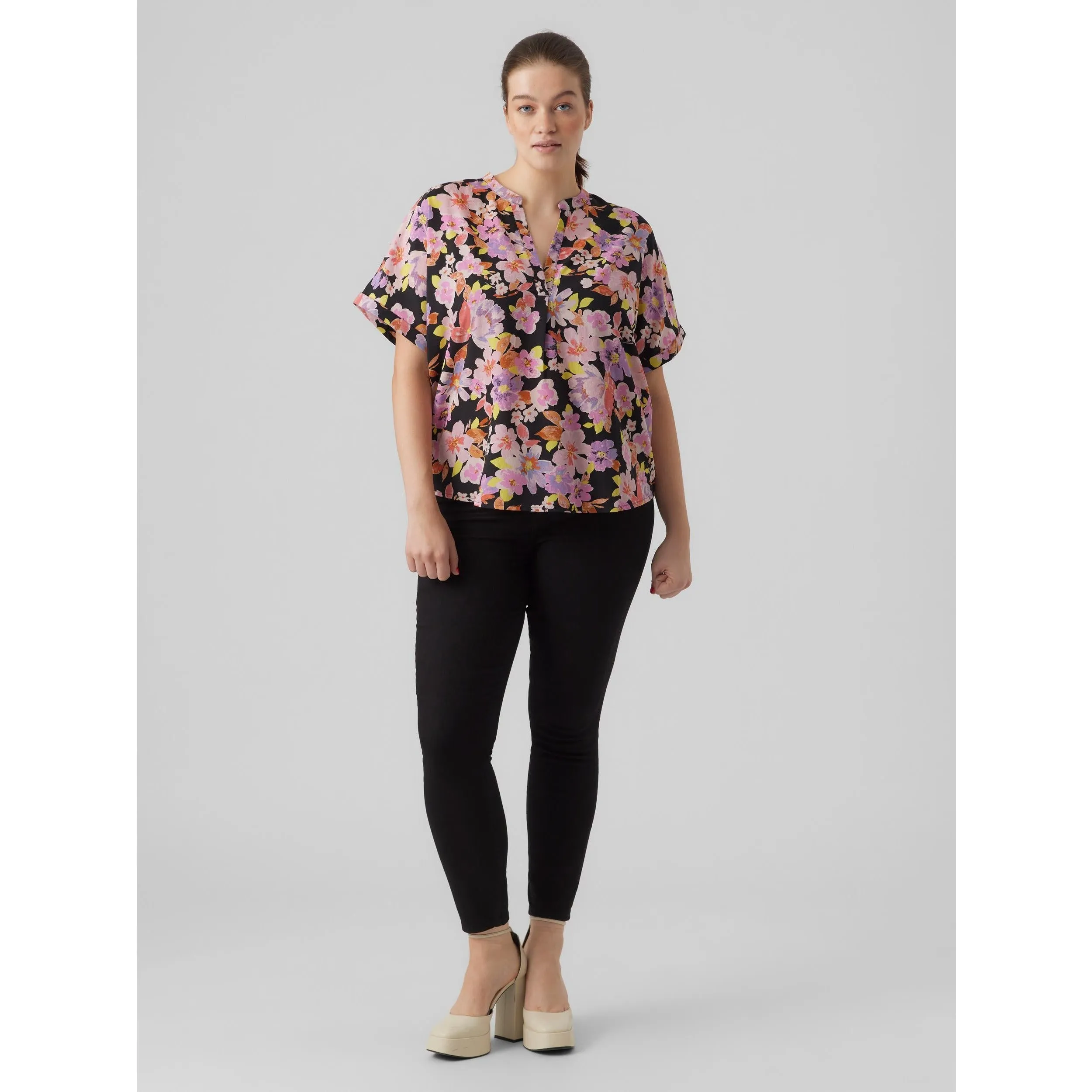 Vero Moda Curve Lucia Floral Print Top