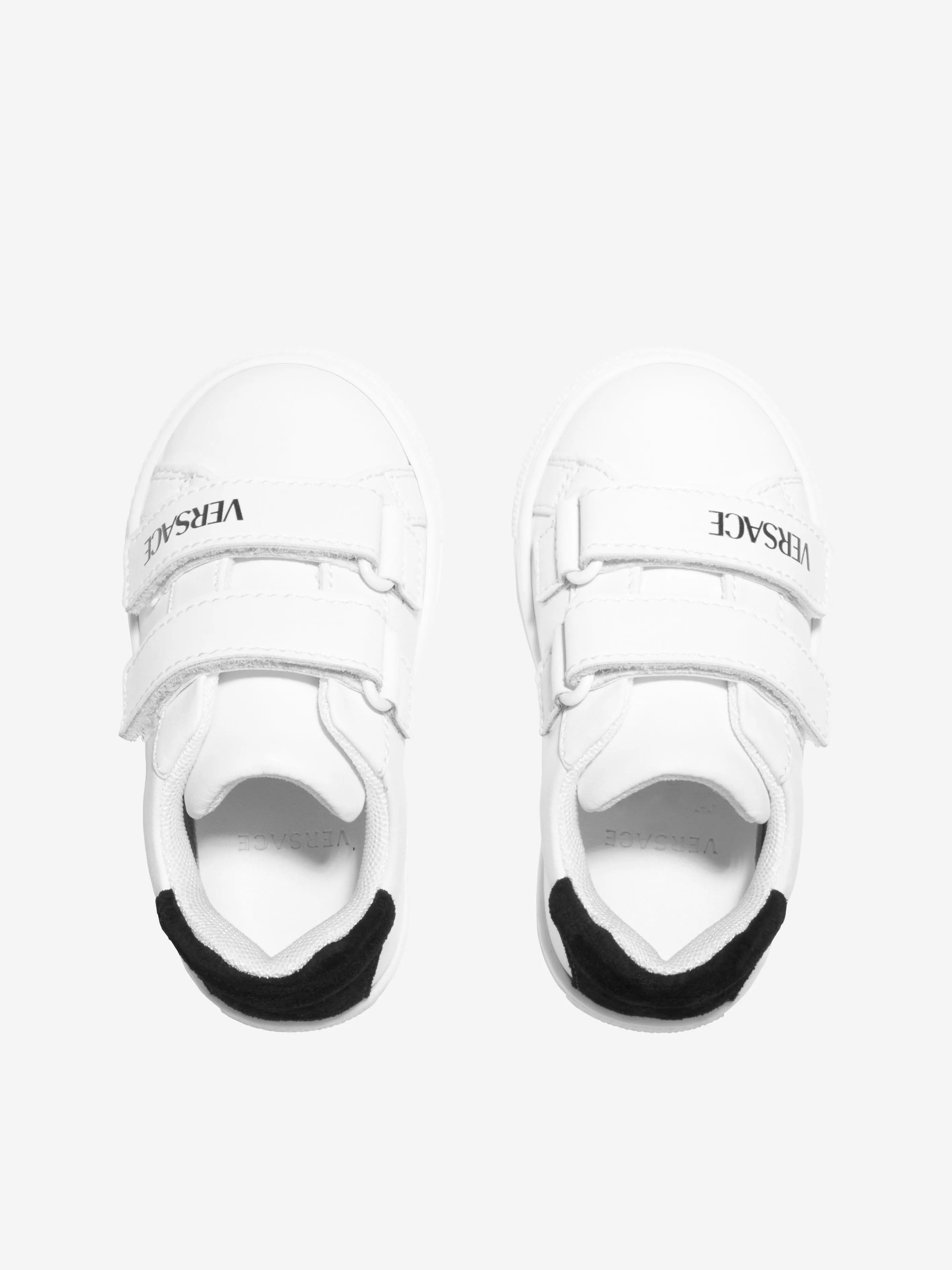 Versace Kids Leather Velcro Trainers in White