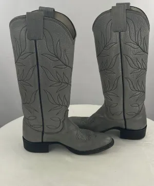 Vintage Olathe Women's Grey Supple Leather Western Cowgirl Boots Size 4.5 EEE