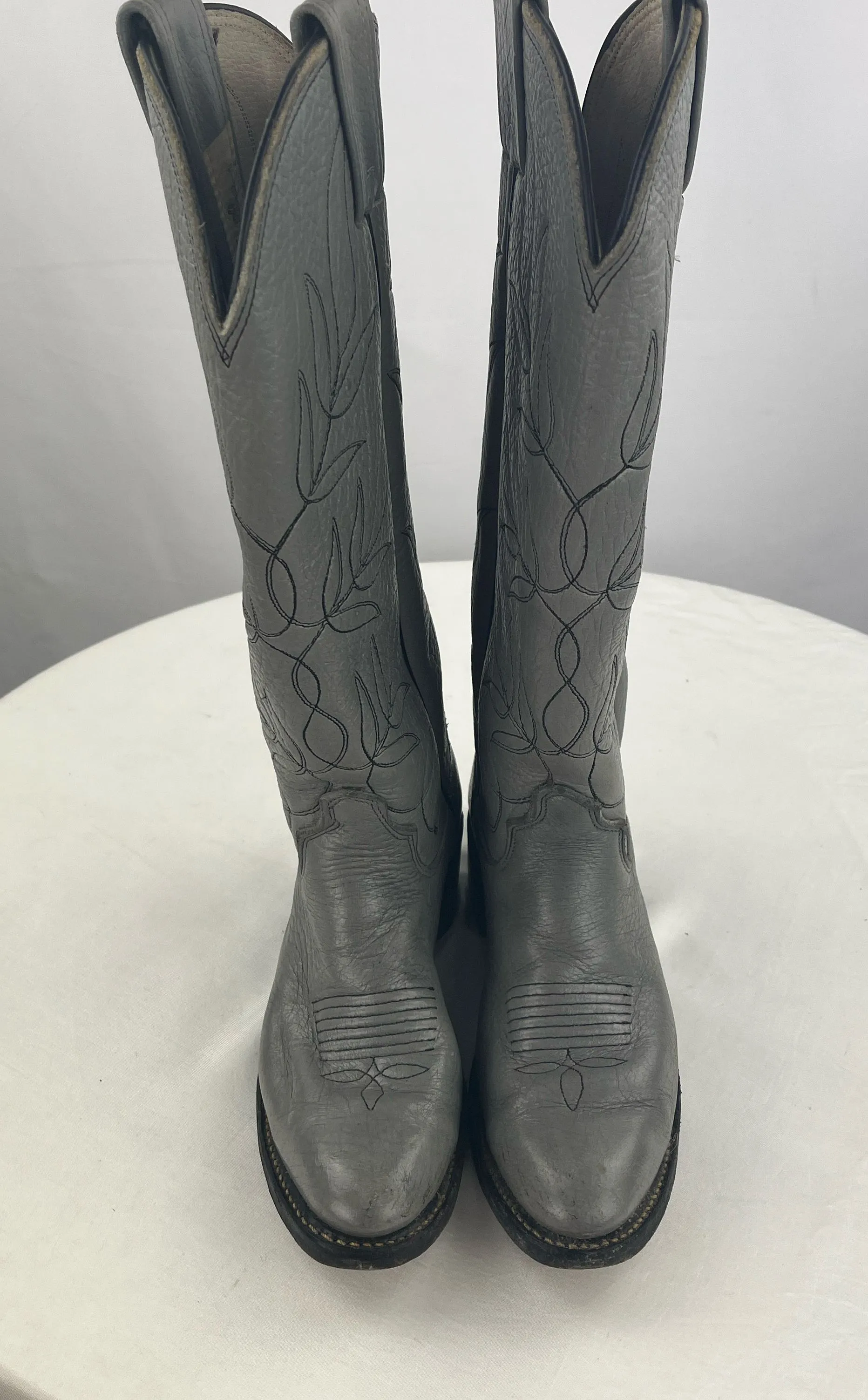 Vintage Olathe Women's Grey Supple Leather Western Cowgirl Boots Size 4.5 EEE