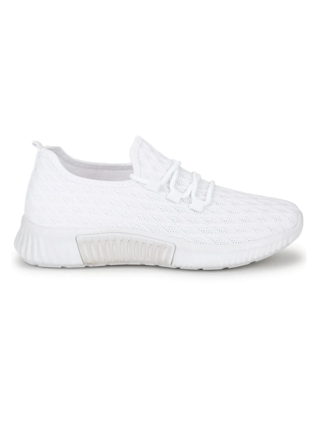 White Knitted Slip On Sneakers