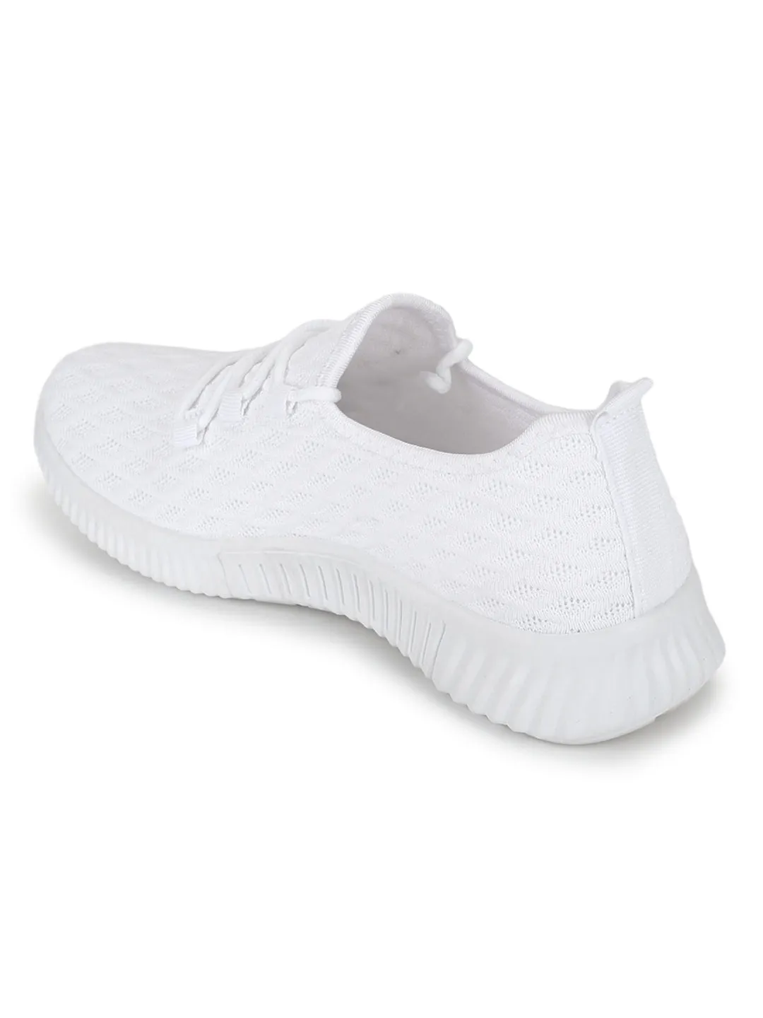 White Knitted Slip On Sneakers