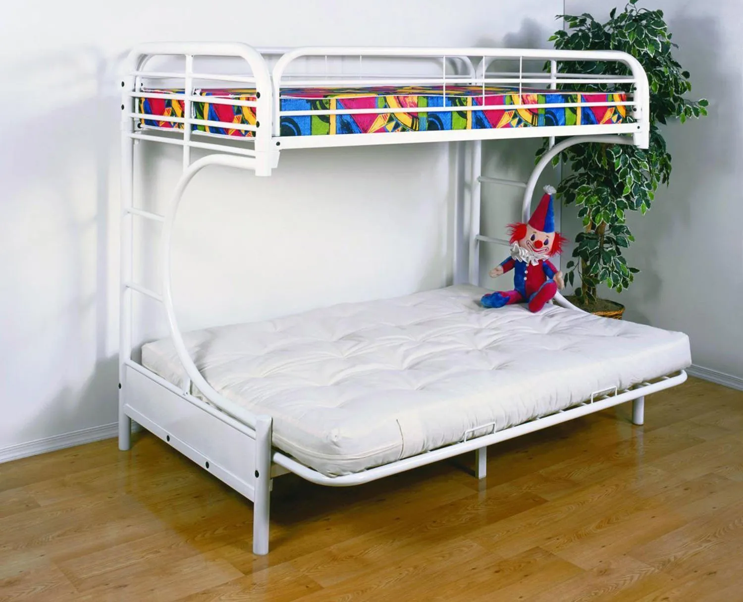 White Metal Frame Futon Bunk bed