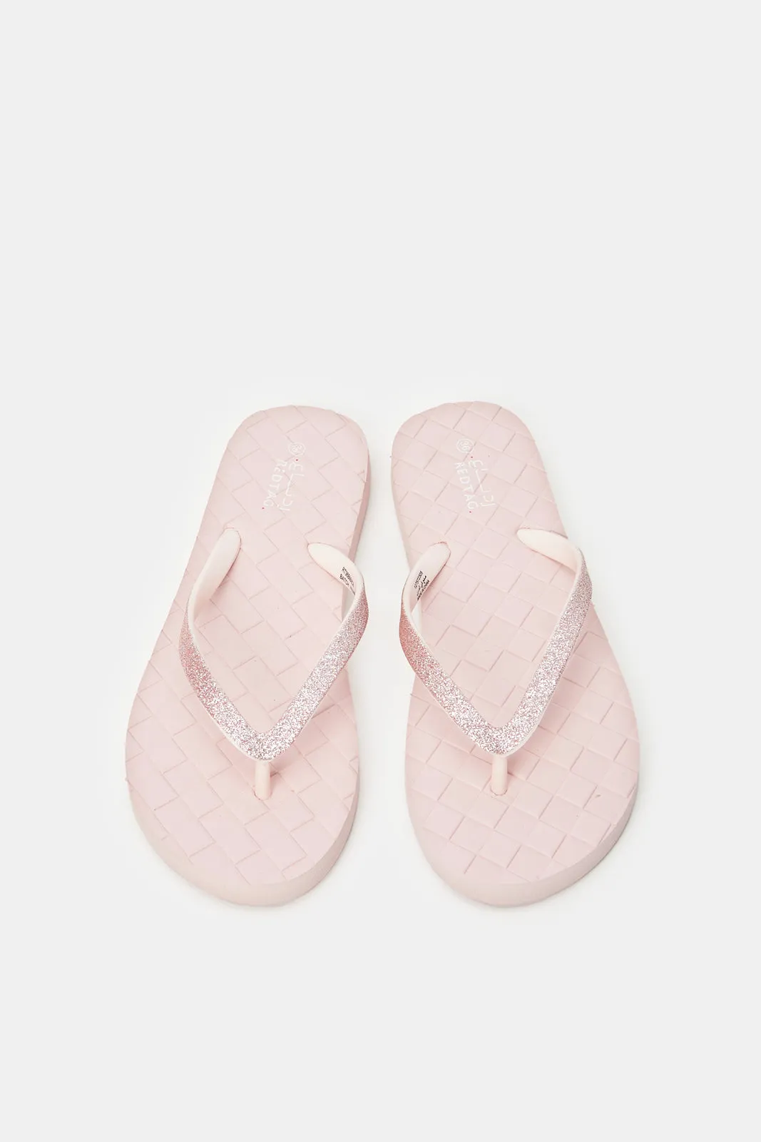 Women Pink Embossed Sock Flip Flop