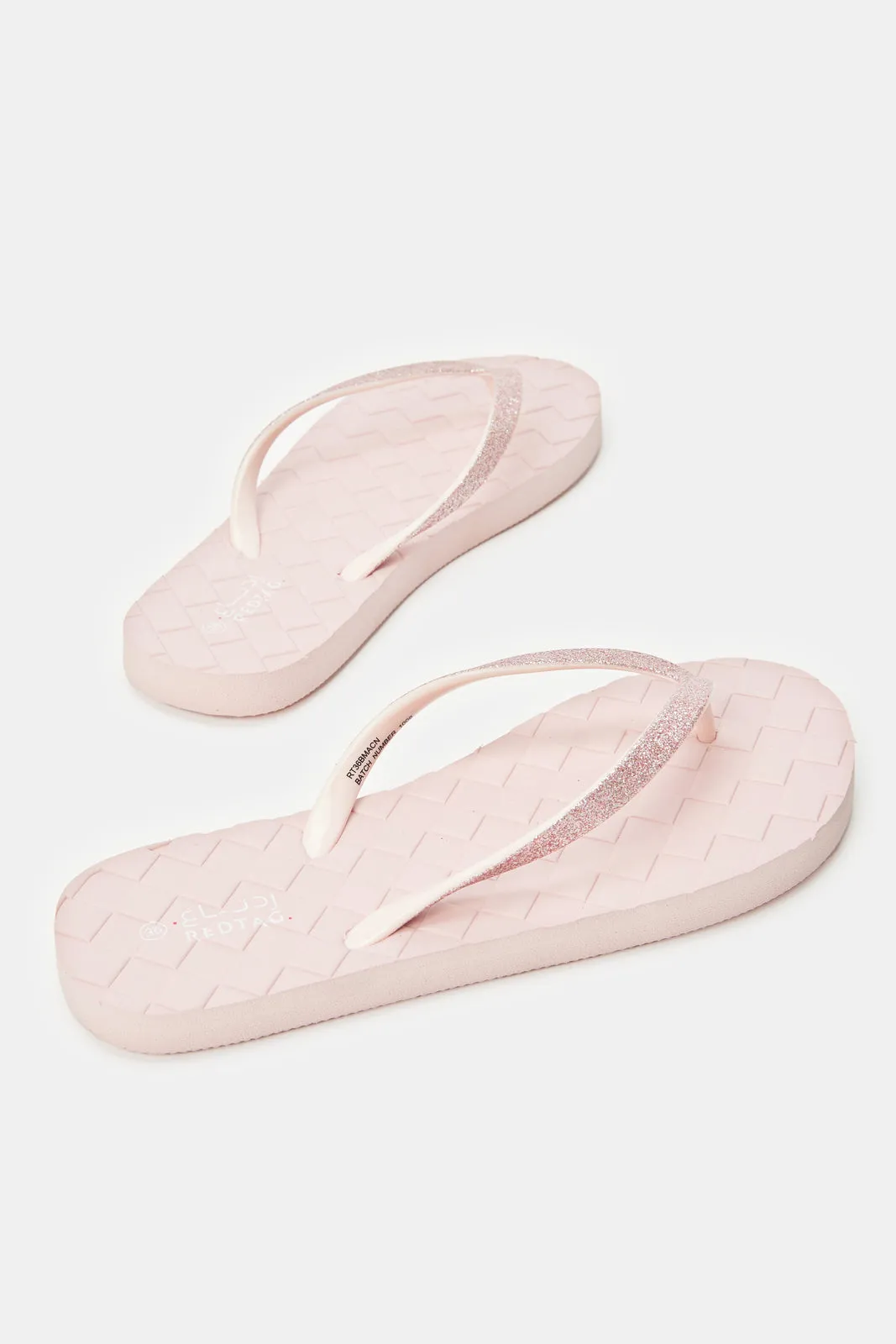 Women Pink Embossed Sock Flip Flop