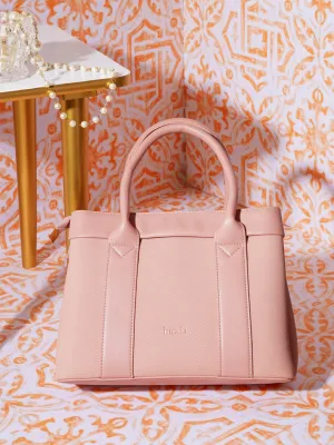 Women Pink Textured Structured Handheld Bag