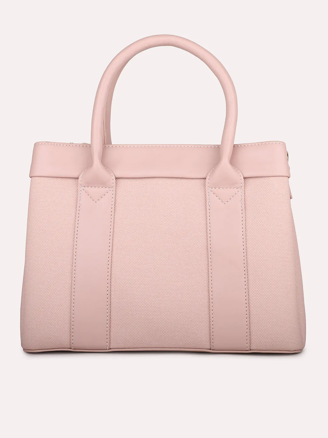 Women Pink Textured Structured Handheld Bag