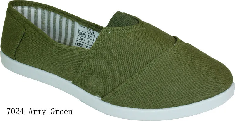 women's army green canvas shoes 7204 Case of 24