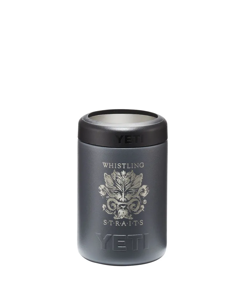 YETI® RAMBLER® 12 OZ COLSTER® CAN COOLER. WHISTLING STRAITS® LOGO EXCLUSIVELY. 3 COLOR OPTIONS.